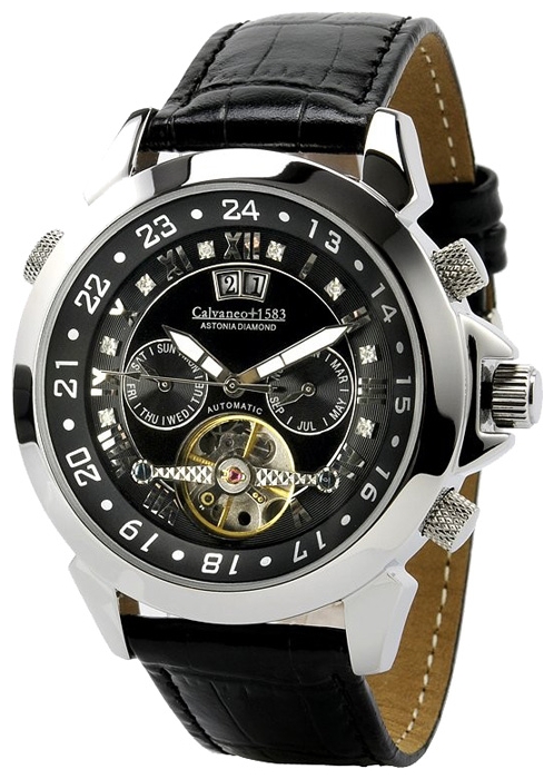 Calvaneo 1583 Astonia Steel Diamond Black wrist watches for men - 1 picture, image, photo