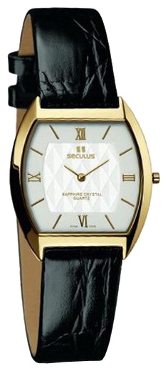 Seculus 1613.1.106 white, pvd, black leather wrist watches for men - 1 photo, picture, image
