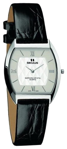 Seculus 1613.1.106 white, ss, black leather wrist watches for men - 1 image, photo, picture