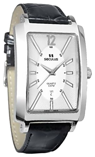 Seculus 4483.2.1069 pvd-r case, white dial, brown leather pictures