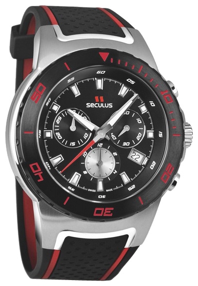 Seculus 4488.2.503 black, ss tr-ipb red wrist watches for men - 1 photo, picture, image