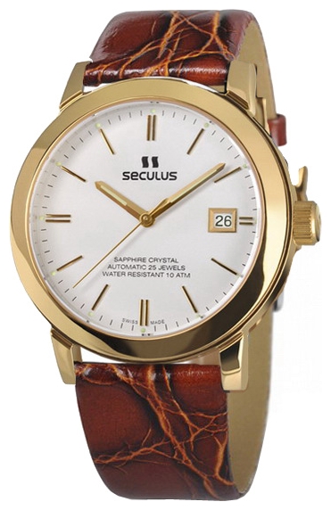 Seculus 9524.1.2824 white, pvd, honey leather wrist watches for men - 1 image, photo, picture